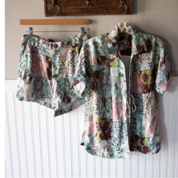 Free People Pants - Free People Printed Lounge Set Shorts and Top XS NEW